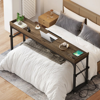 Queen Size Overbed Adjustable Table with Wheels