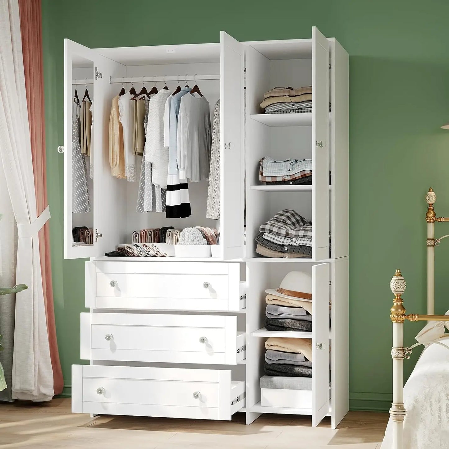 71" Wooden Armoire with Drawers