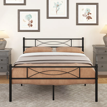 Full Size Bed Metal Platform Frame with Headboard