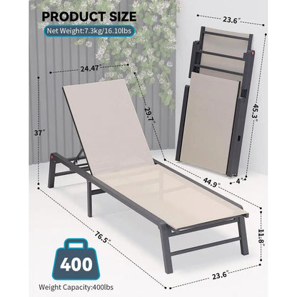 5 Position Aluminum Pool Lounge Chairs