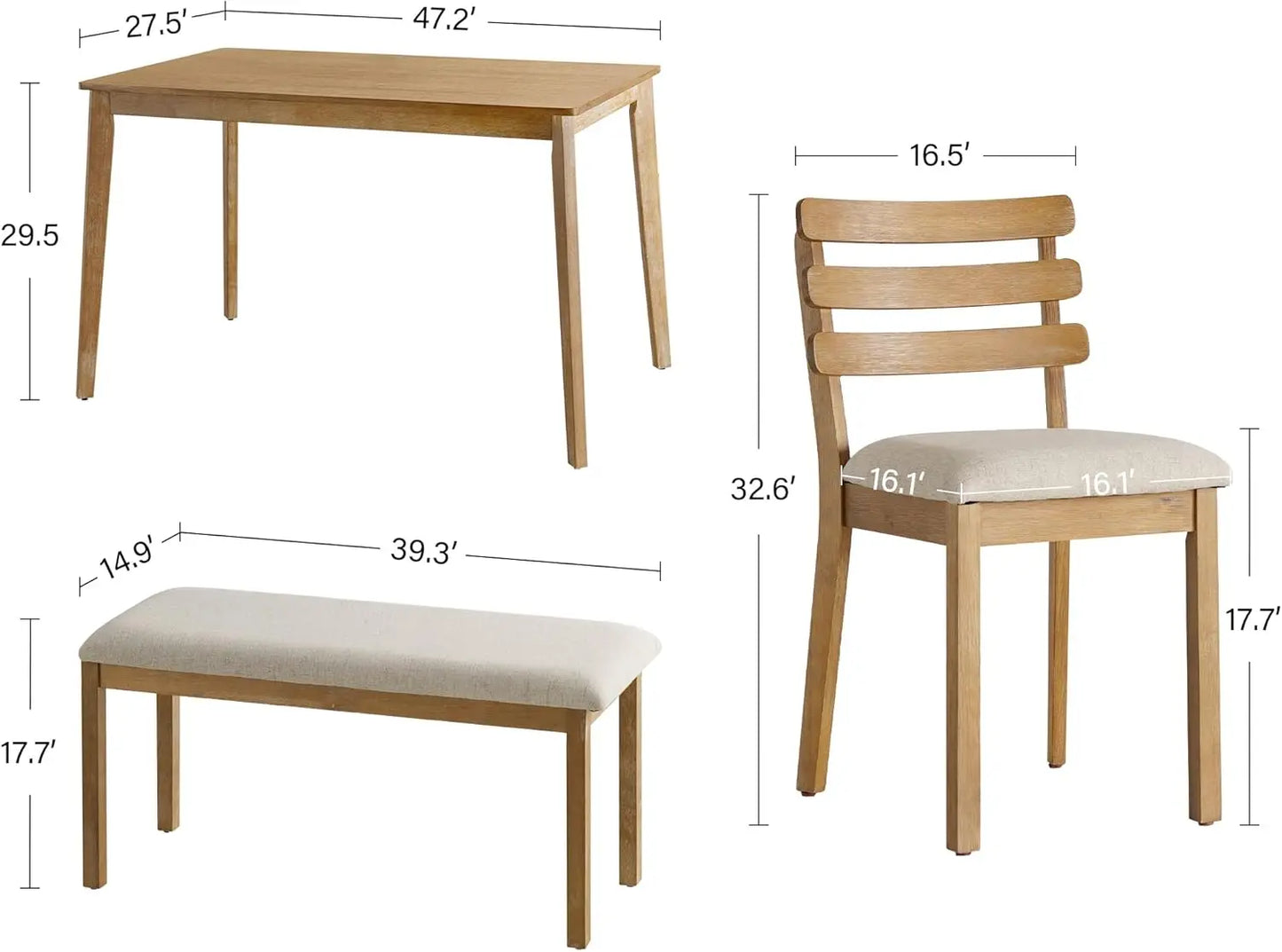 4-Piece Farmhouse Dining Set
