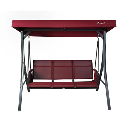 3-Seat Outdoor Porch Swing with Adjustable Canopy