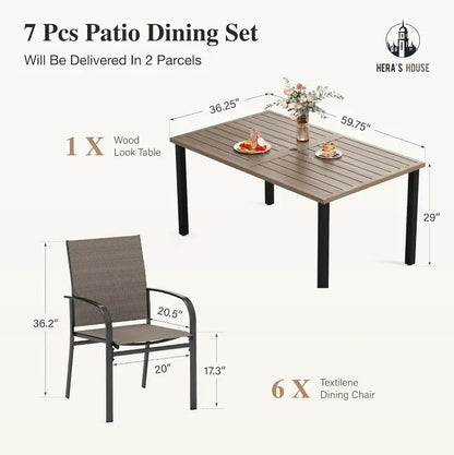 7 Piece Patio Table and Chairs for 6
