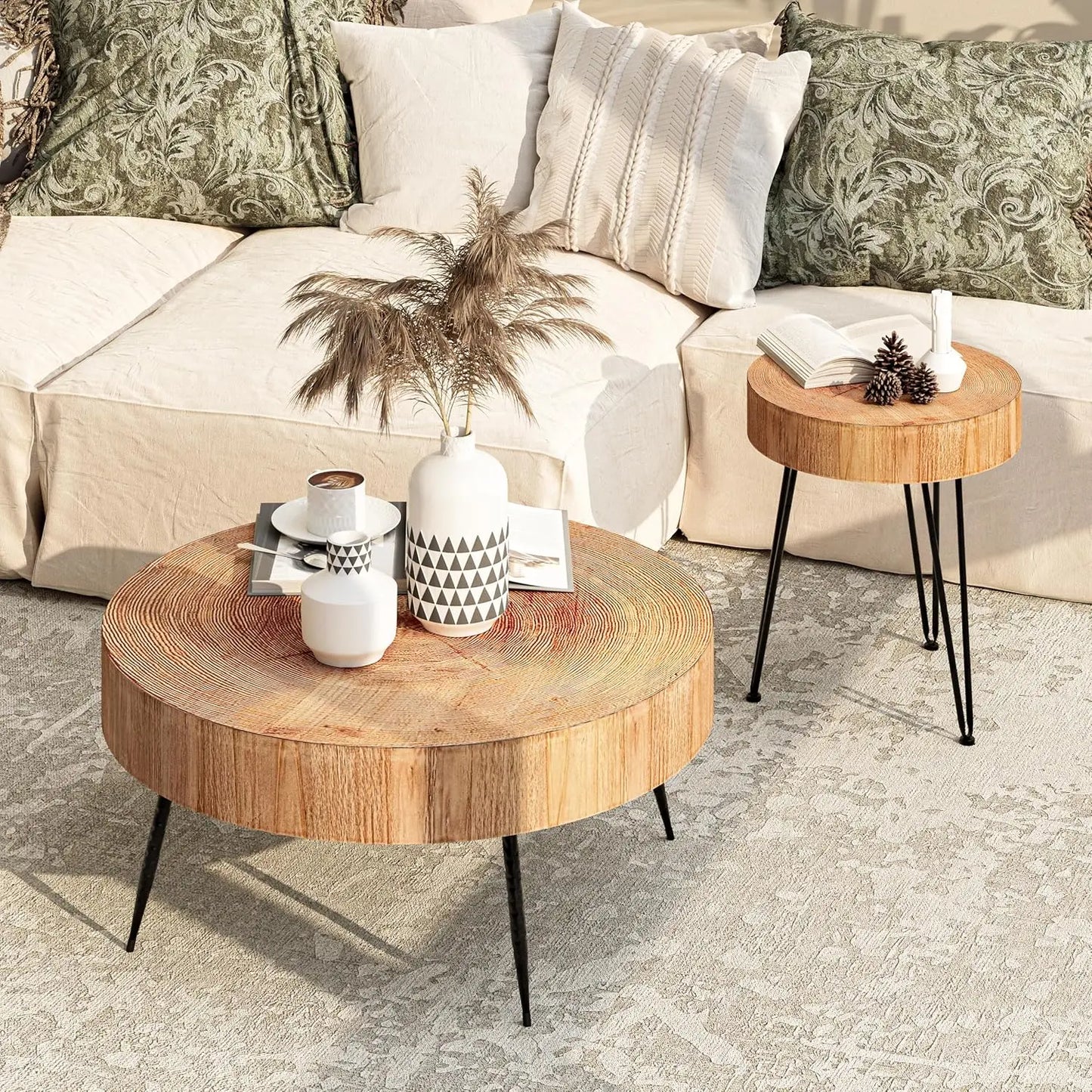 2-Piece Round Nesting Coffee Table Set
