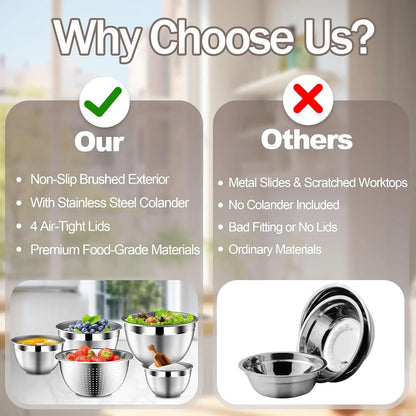 Stainless Steel Mixing Bowls with Lids
