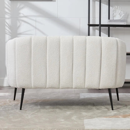 Modern Chenille Small Loveseat Metal Legs