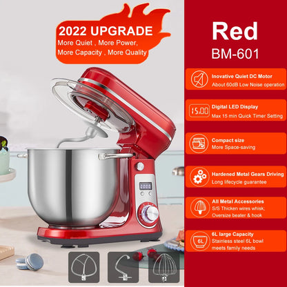 6-Speed Kitchen Stand Mixer with Dough Kneader