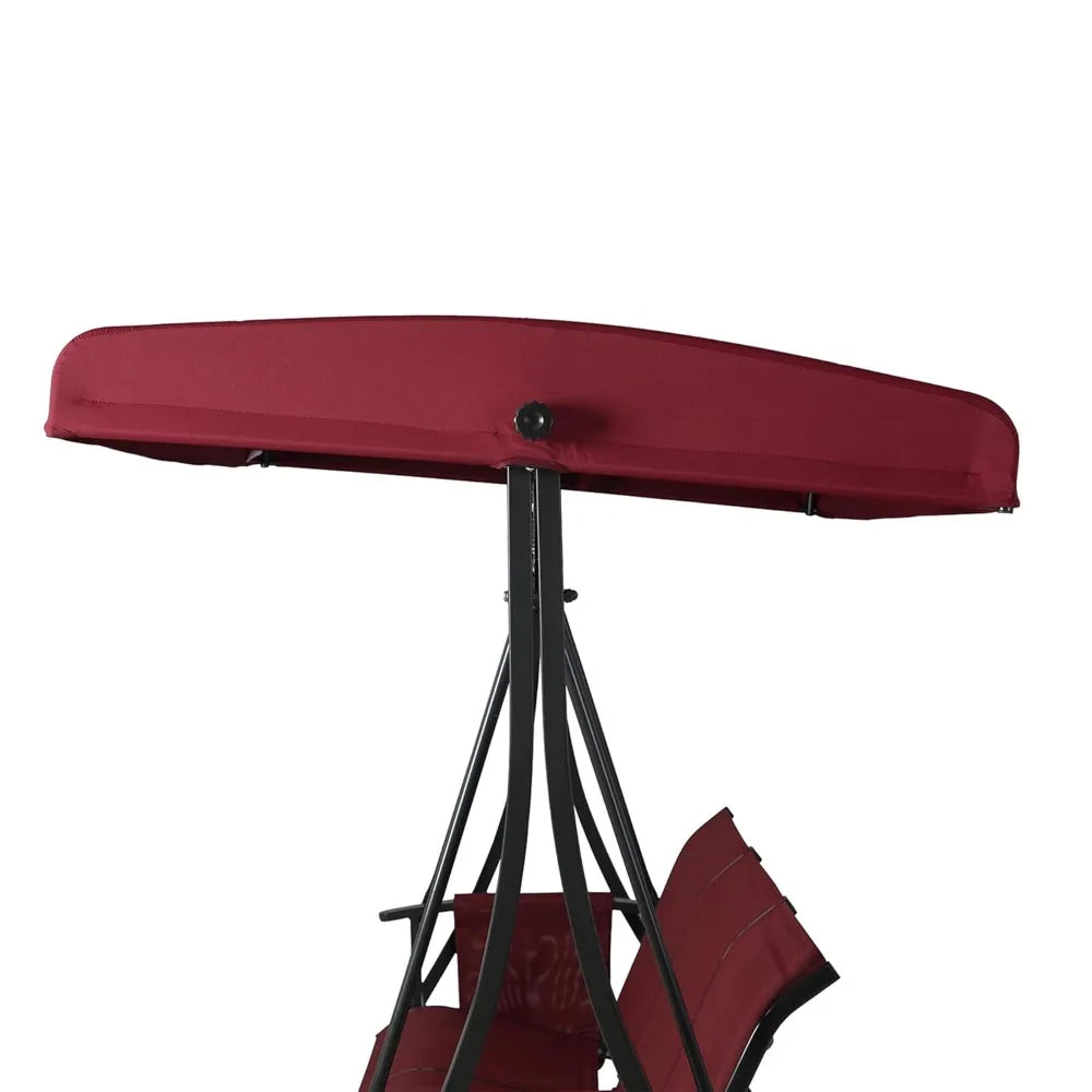 3-Seat Outdoor Porch Swing with Adjustable Canopy