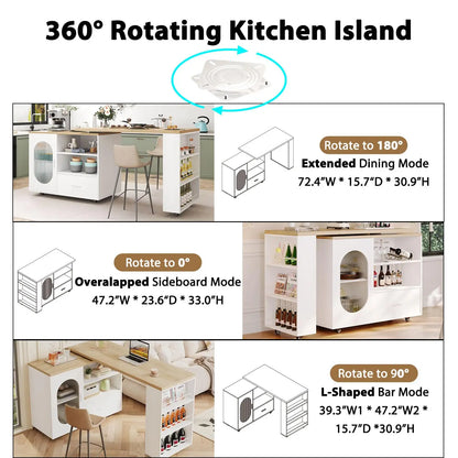 Rolling Kitchen Island Cart with Swivel Table