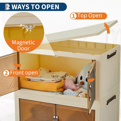 3/4/5-Tier Foldable Cabinet with Lids & Wheels
