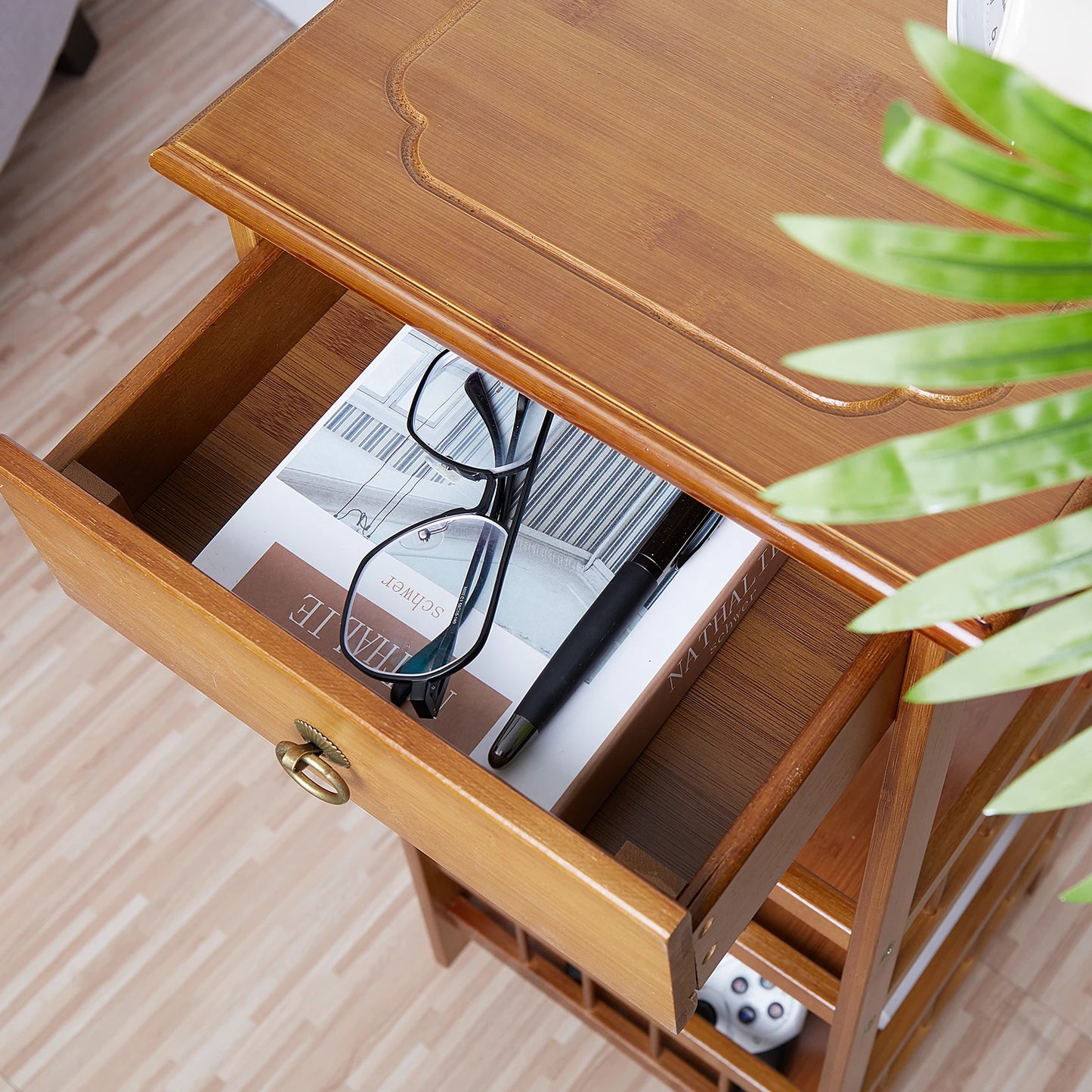 Bamboo Bedside Table  with Drawer