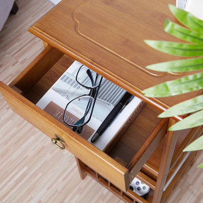 Bamboo Bedside Table  with Drawer