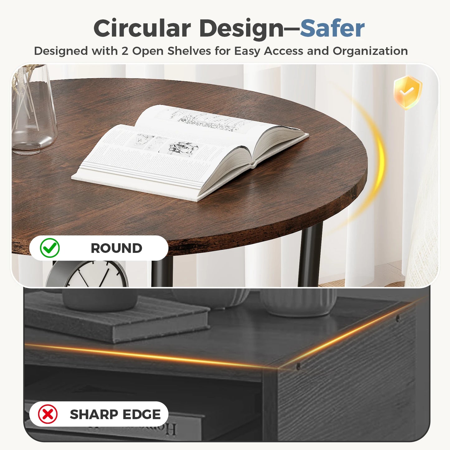 21.85 Inch Round Coffee Table