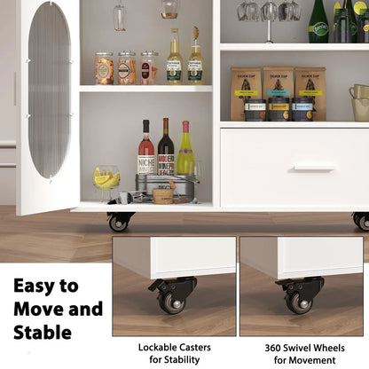 Rolling Kitchen Island Cart with Swivel Table