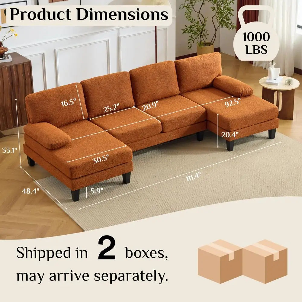 UShape Sectional  Chenille 4 Seat Couch