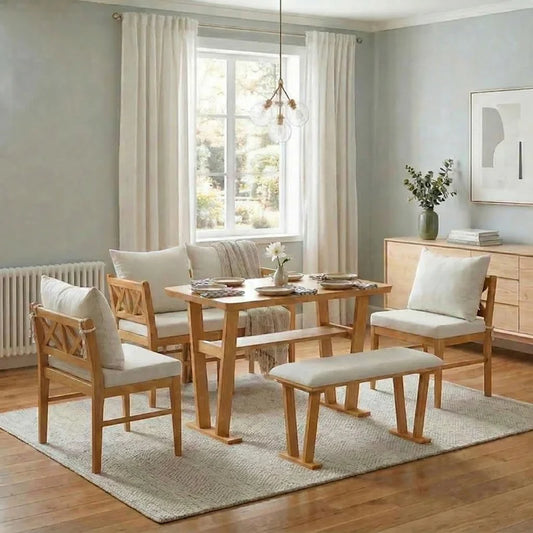 Compact Solid Wood Kitchen Nook Dining Set