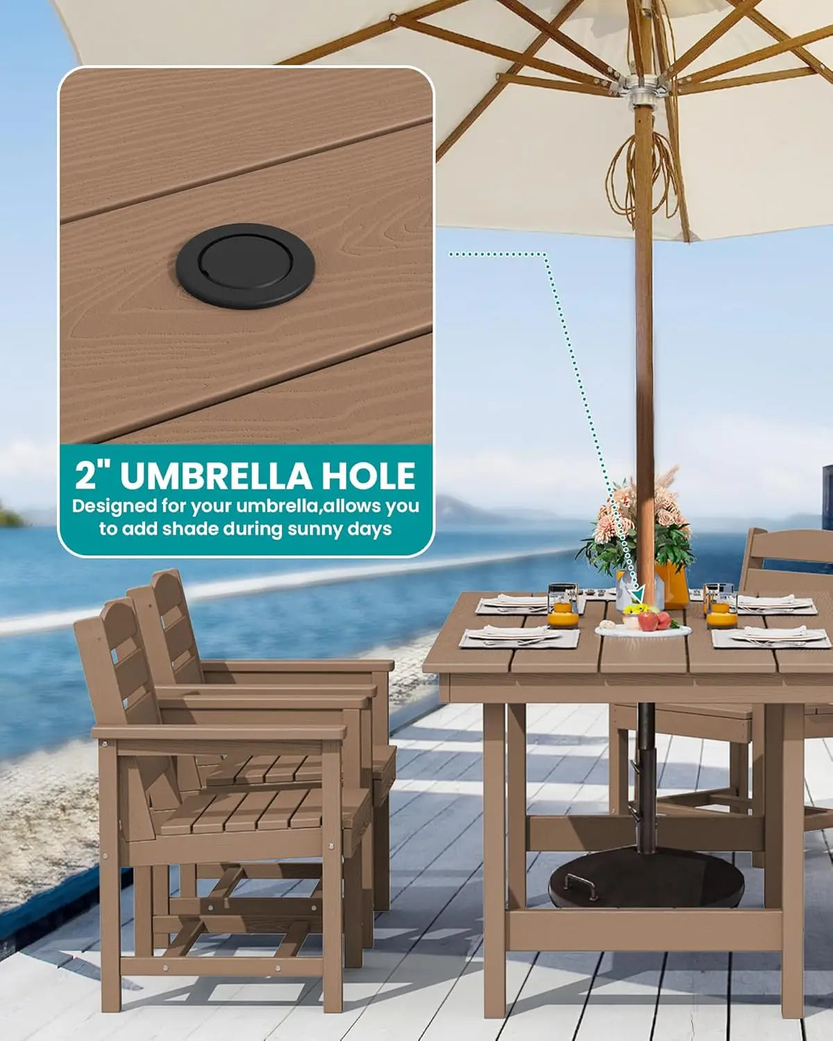 5-Piece HDPE Outdoor Dining Set for 4