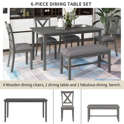 6-Piece Kitchen Dining Table with 4 Chairs