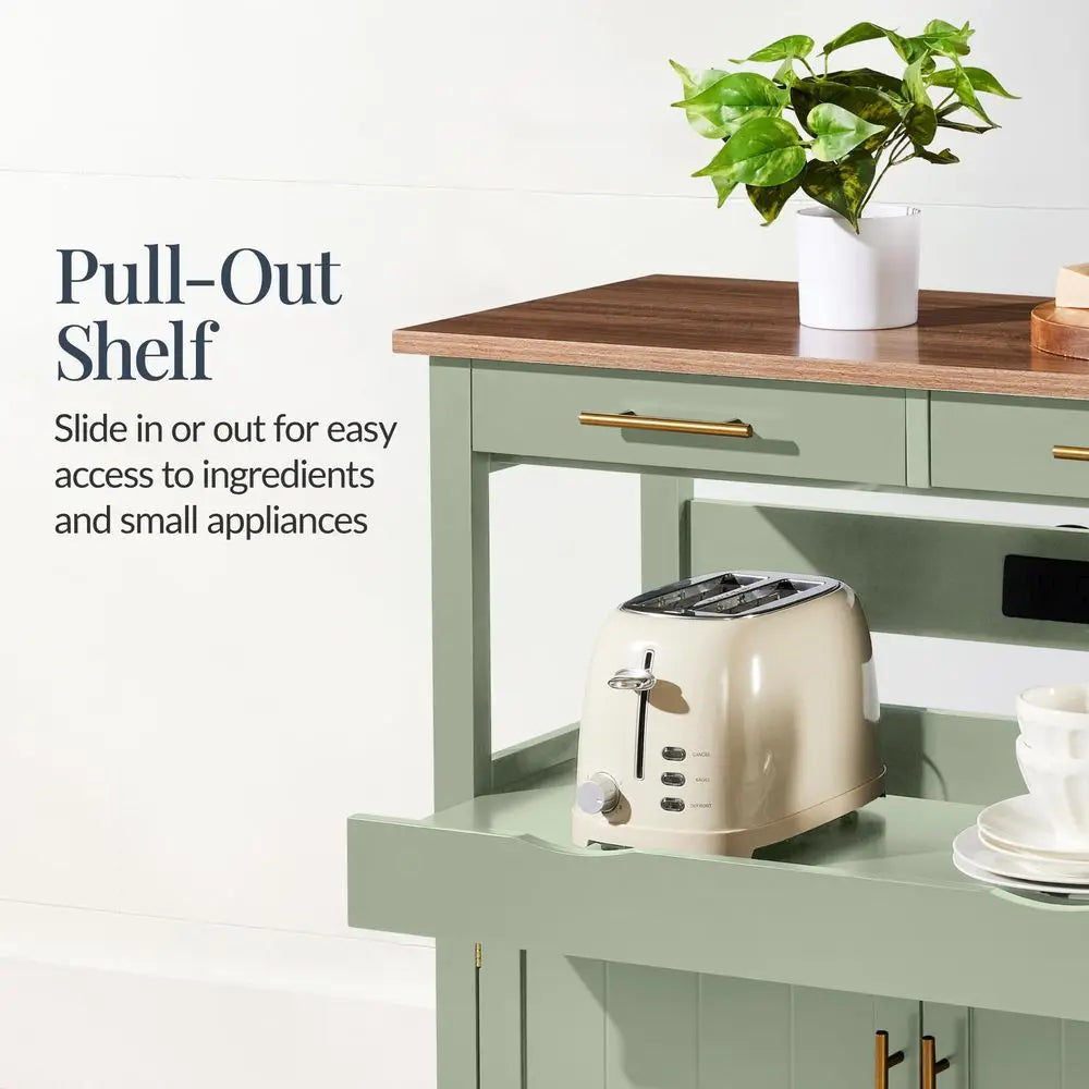 36in Large Rolling Kitchen Island Cart