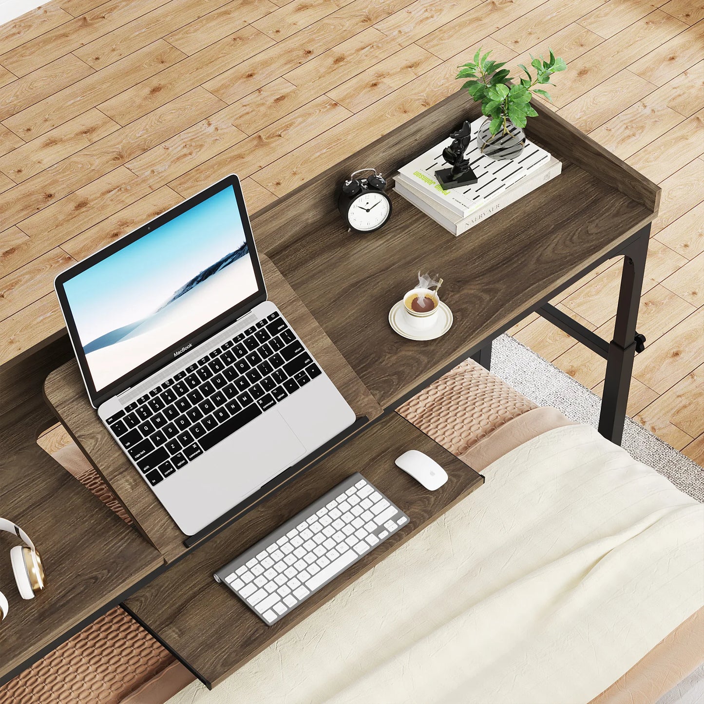 Queen Size Overbed Adjustable Table with Wheels