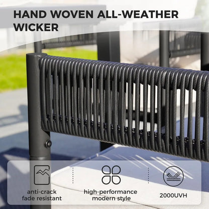 Woven Wicker Outdoor Dining Set for 6