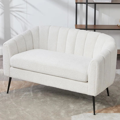 Modern Chenille Small Loveseat Metal Legs