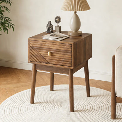 Modern style walnut  bedside table with handle