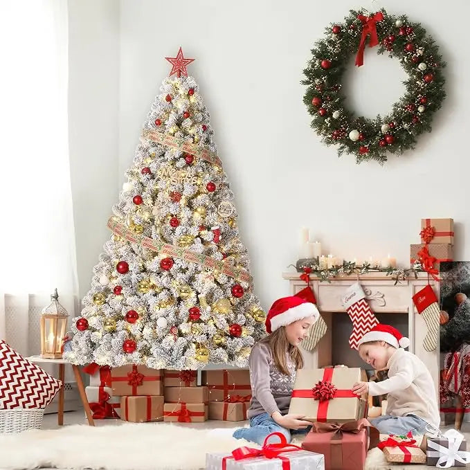 4.5FT-9 FT Artificial Christmas Tree with Snow