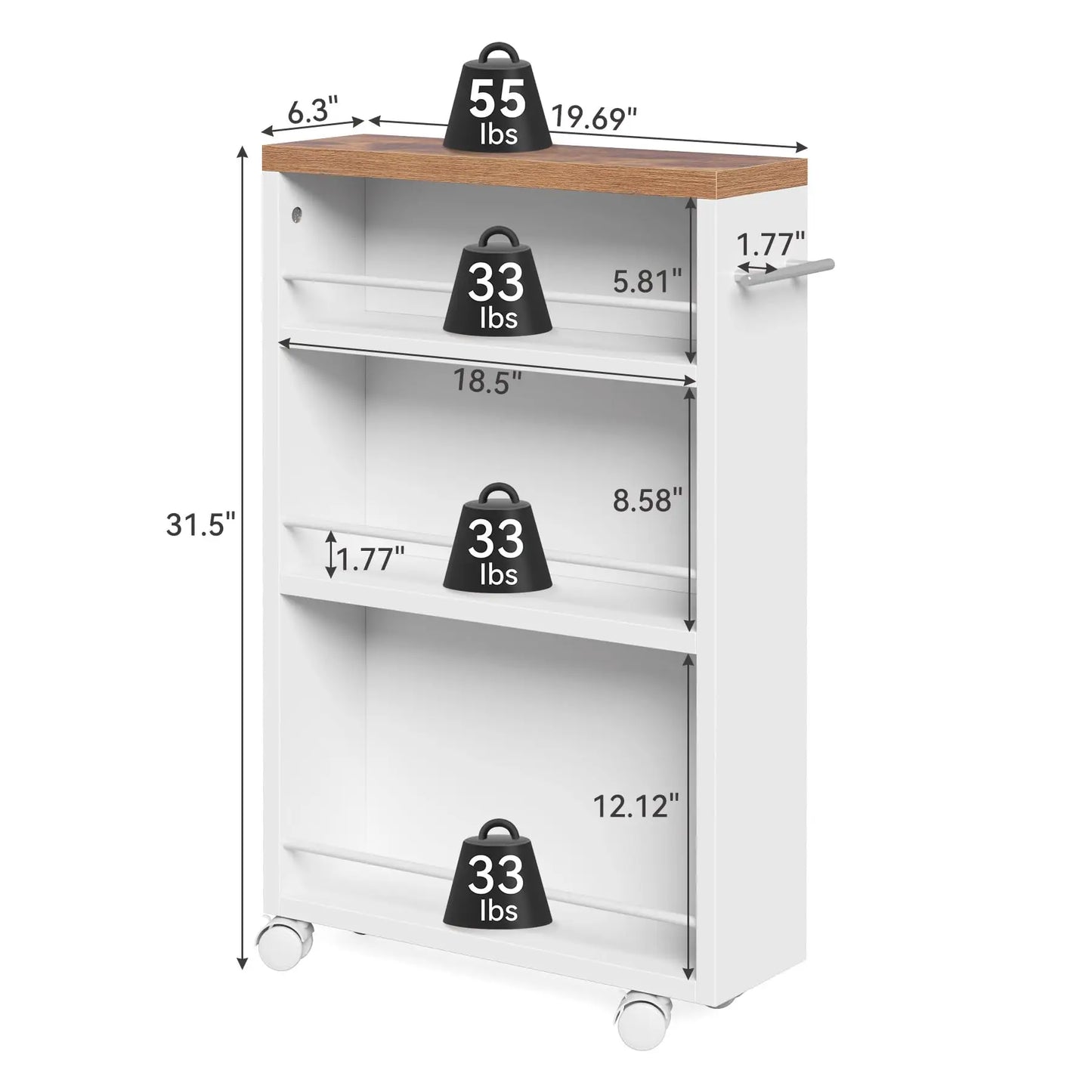 4-Tier Slim Storage Cart with Handle