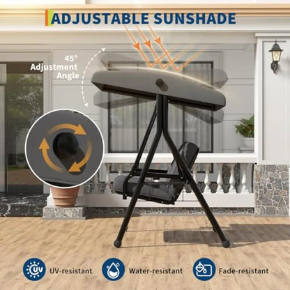 2 Seat Outdoor Porch Swing Removable Cushions