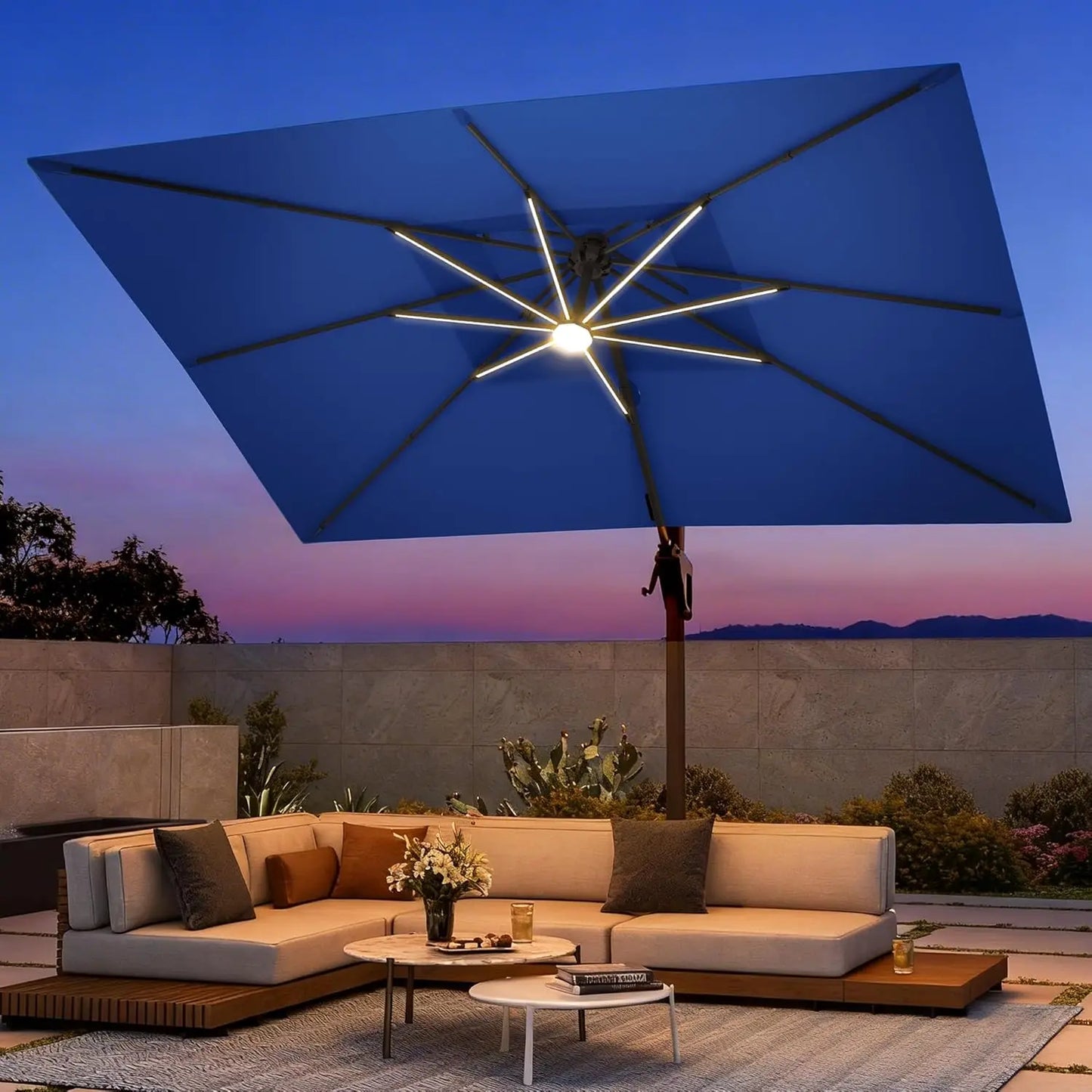 9 X 12 FT Umbrella with Led Lights and Base