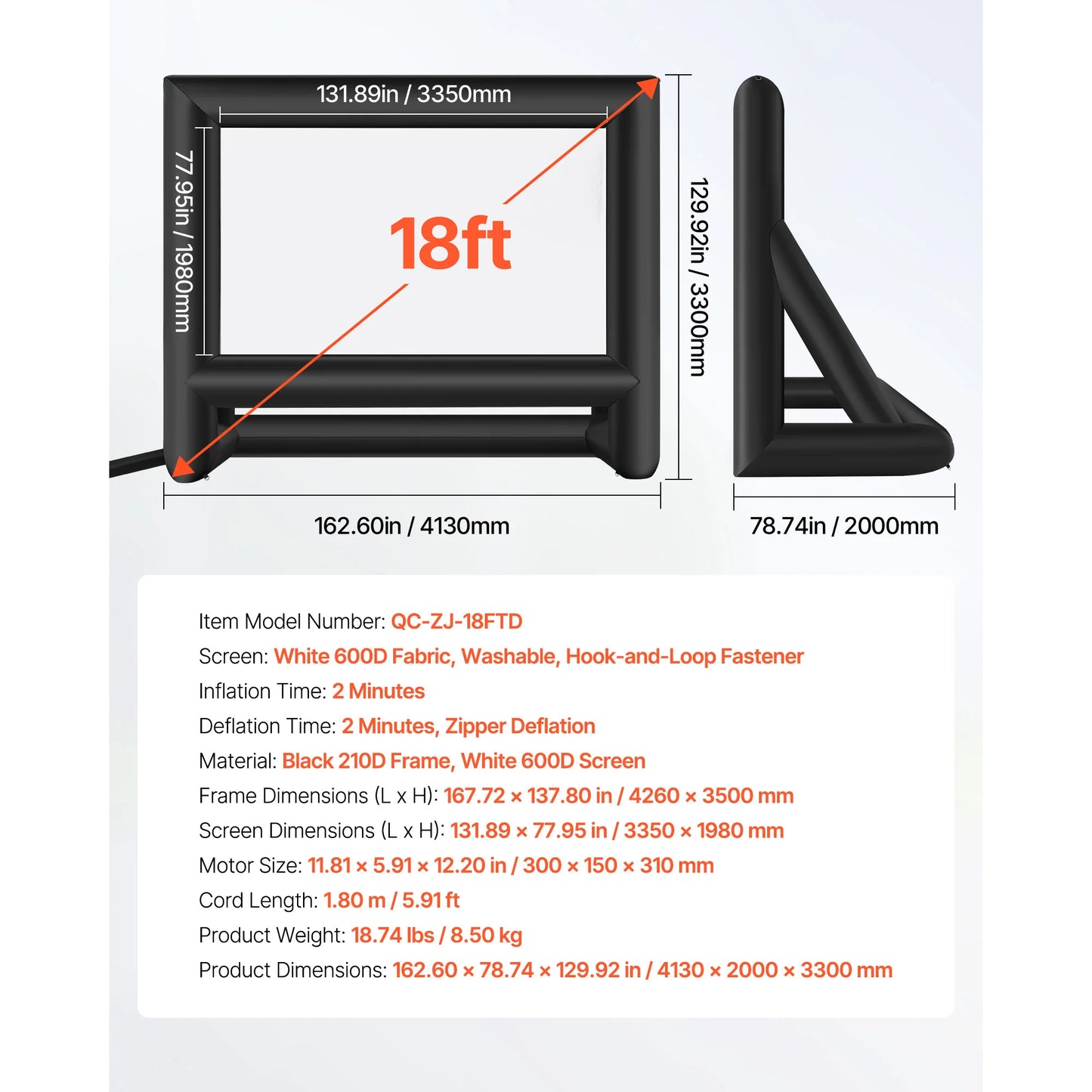 Inflatable Projector Screen with 120W Air Blower