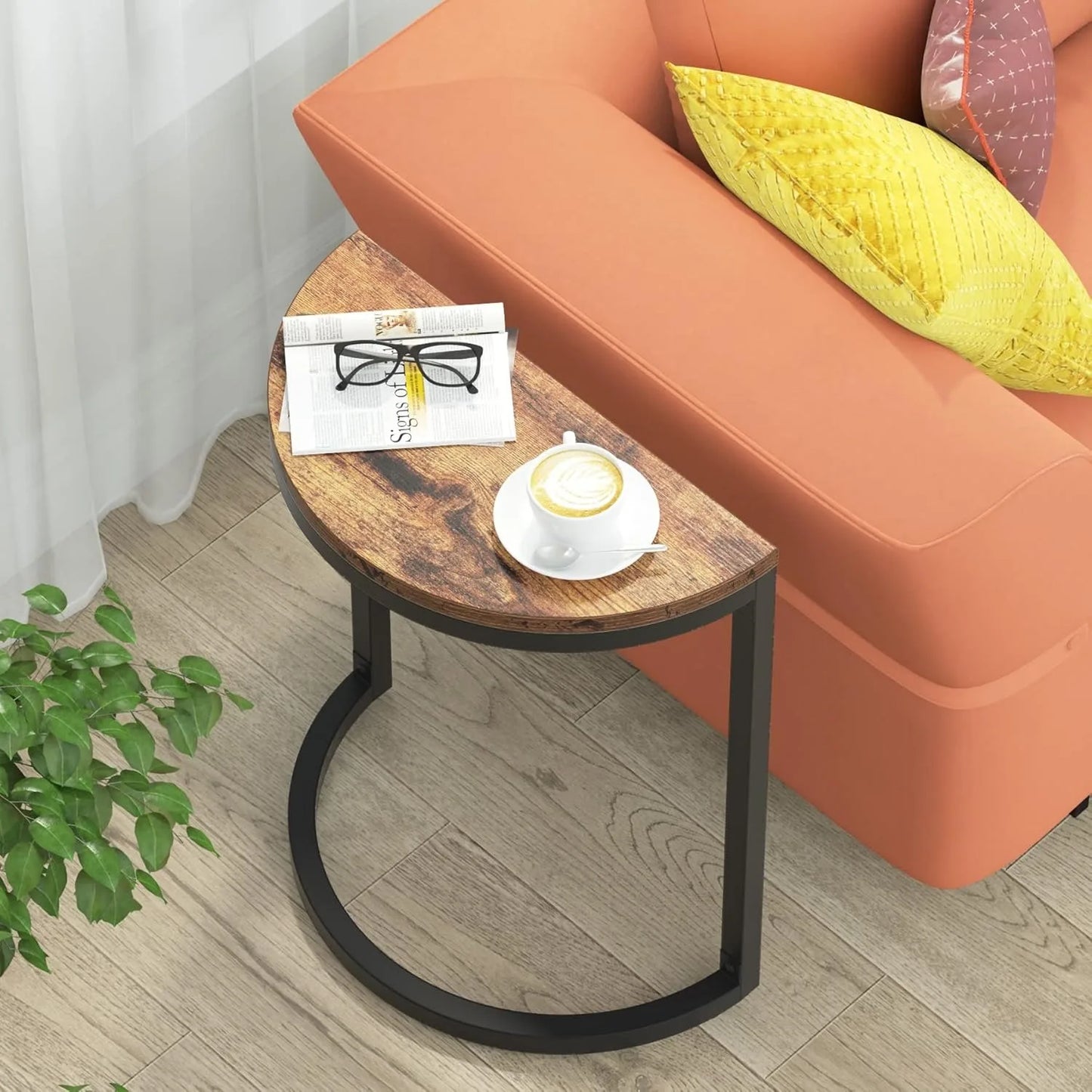 2-Tier Semi Circle  Wood End Table