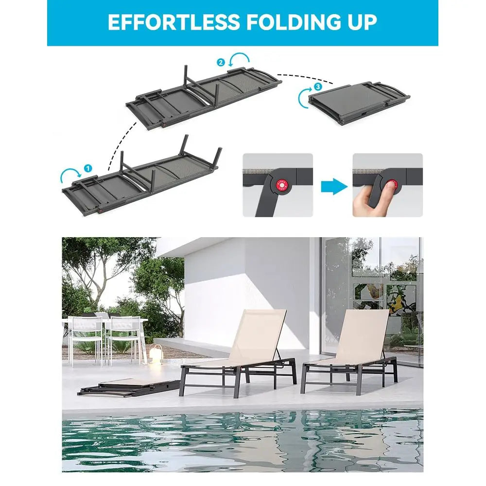 5 Position Aluminum Pool Lounge Chairs