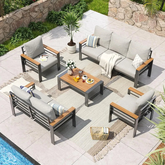 Oversized Outdoor Sectional with Washable Thick Cushions