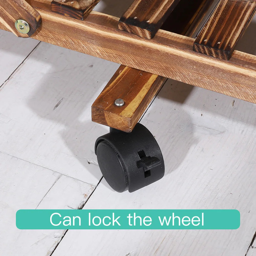 Multi-Layer Wood Plant Stand with Wheels