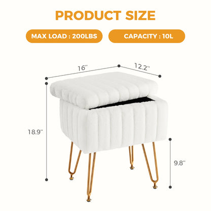 Faux Fur Hidden Storage Stool or Ottoman