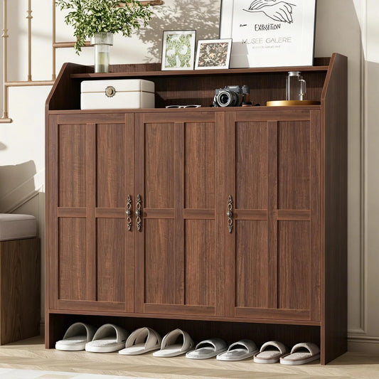 Farmhouse 5-Tier Shoe Cabinet With 3 Doors