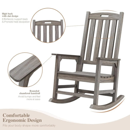 HDPE Weather Resistant Oversized Outdoor Rocking Chair