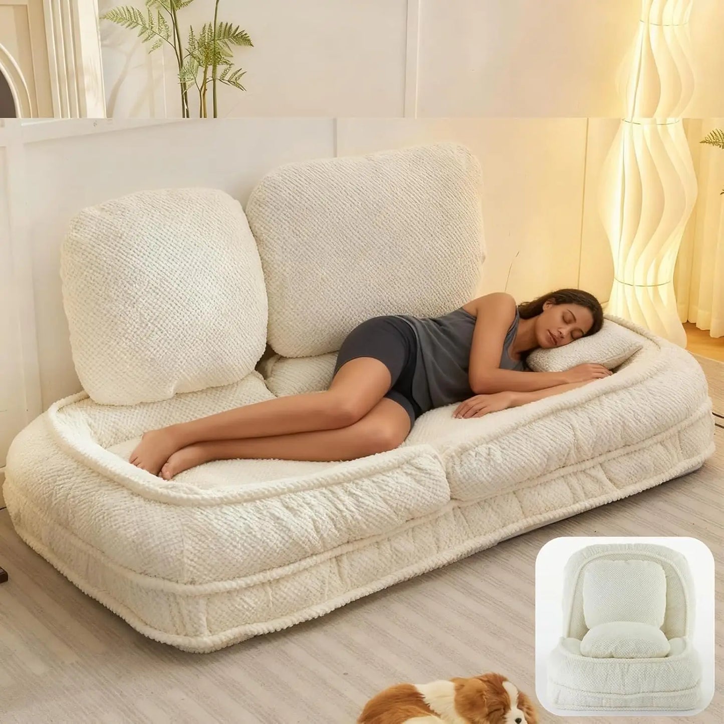 Foldable 5 Positions Adjustable Backrest Sofa Bed