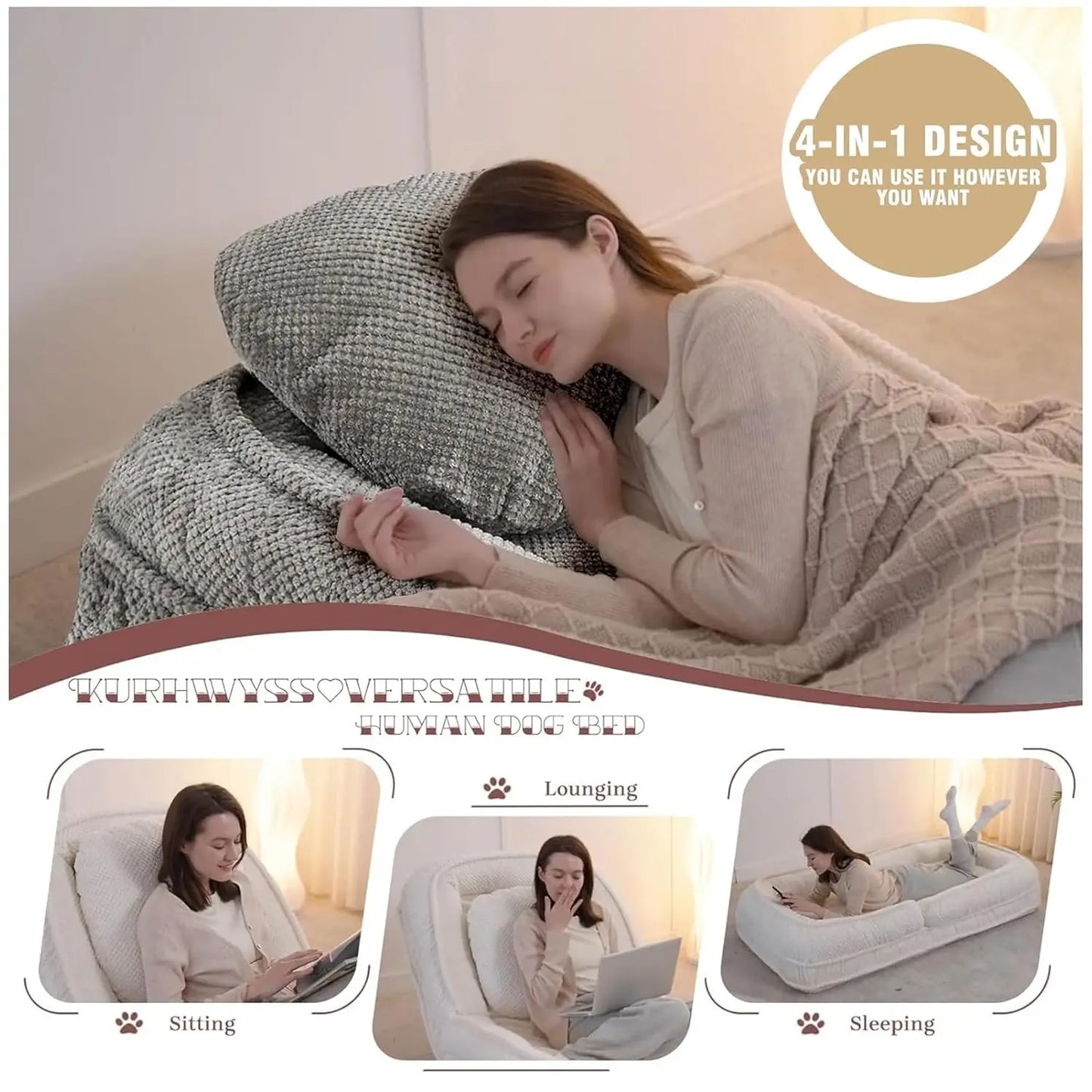 Foldable 5 Positions Adjustable Backrest Sofa Bed