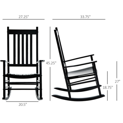 Rustic High Back All Weather Slatted Rocker