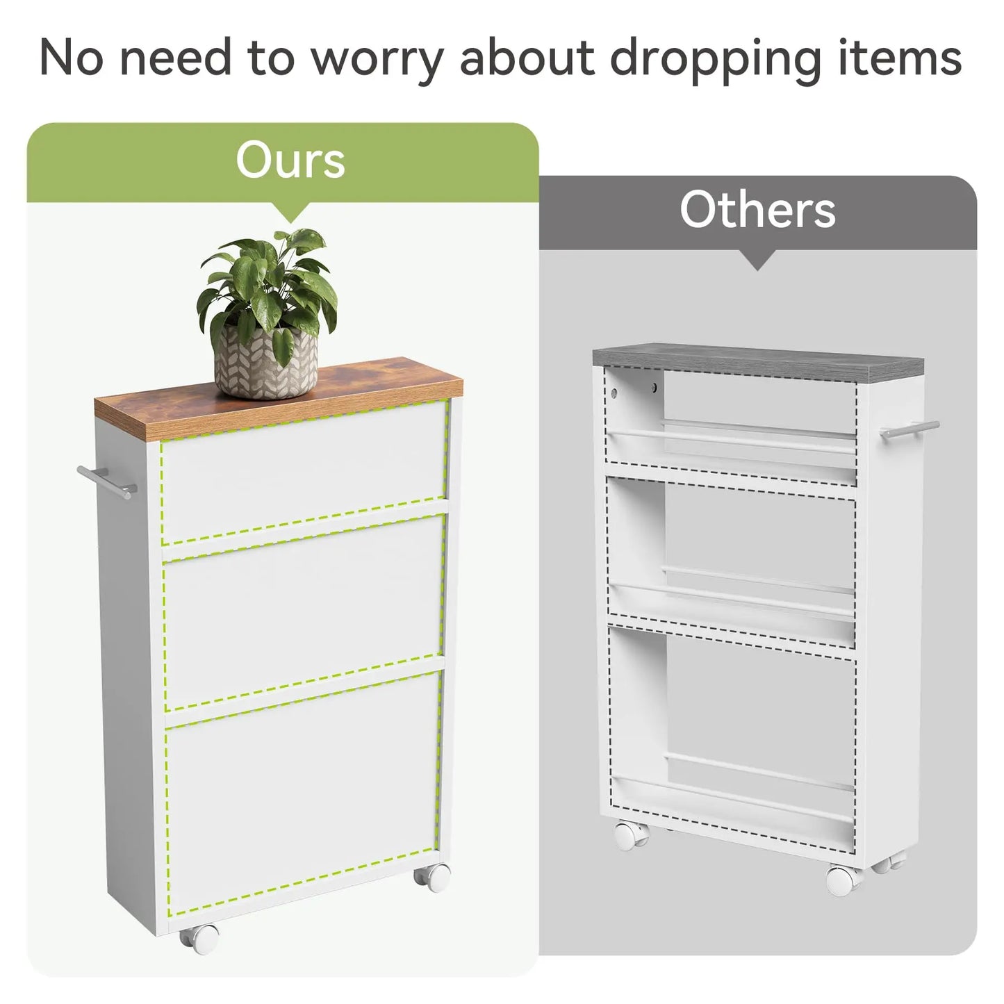 4-Tier Slim Storage Cart with Handle