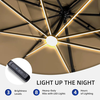 9 X 12 FT Umbrella with Led Lights and Base