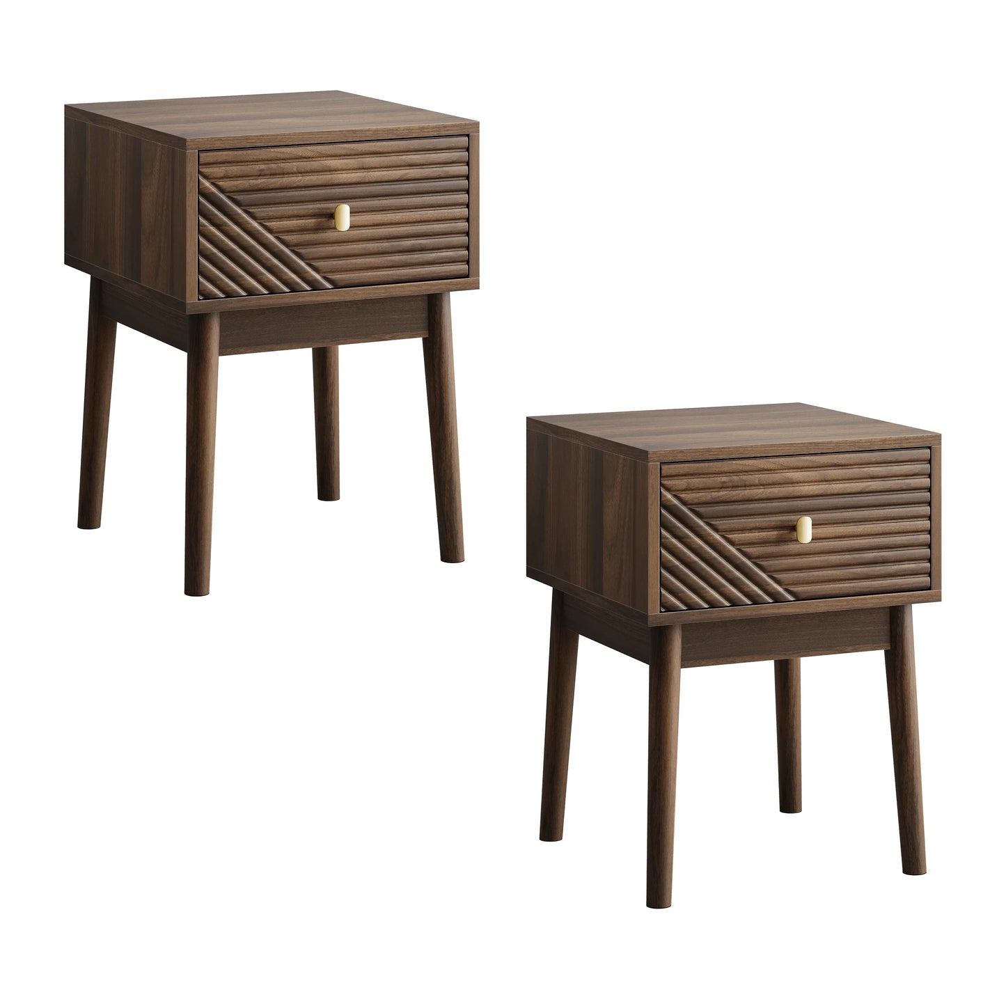 Modern style walnut  bedside table with handle