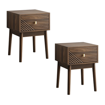 Modern style walnut  bedside table with handle