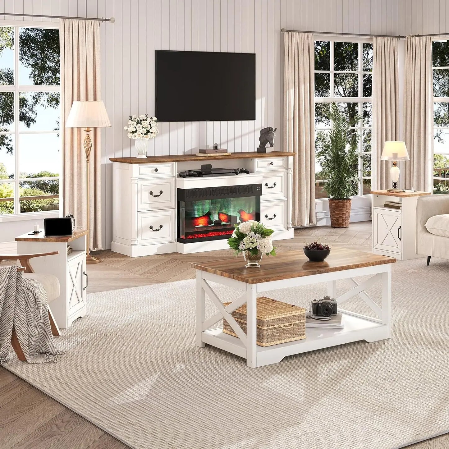 3-Piece Farmhouse Living Room Table Sets