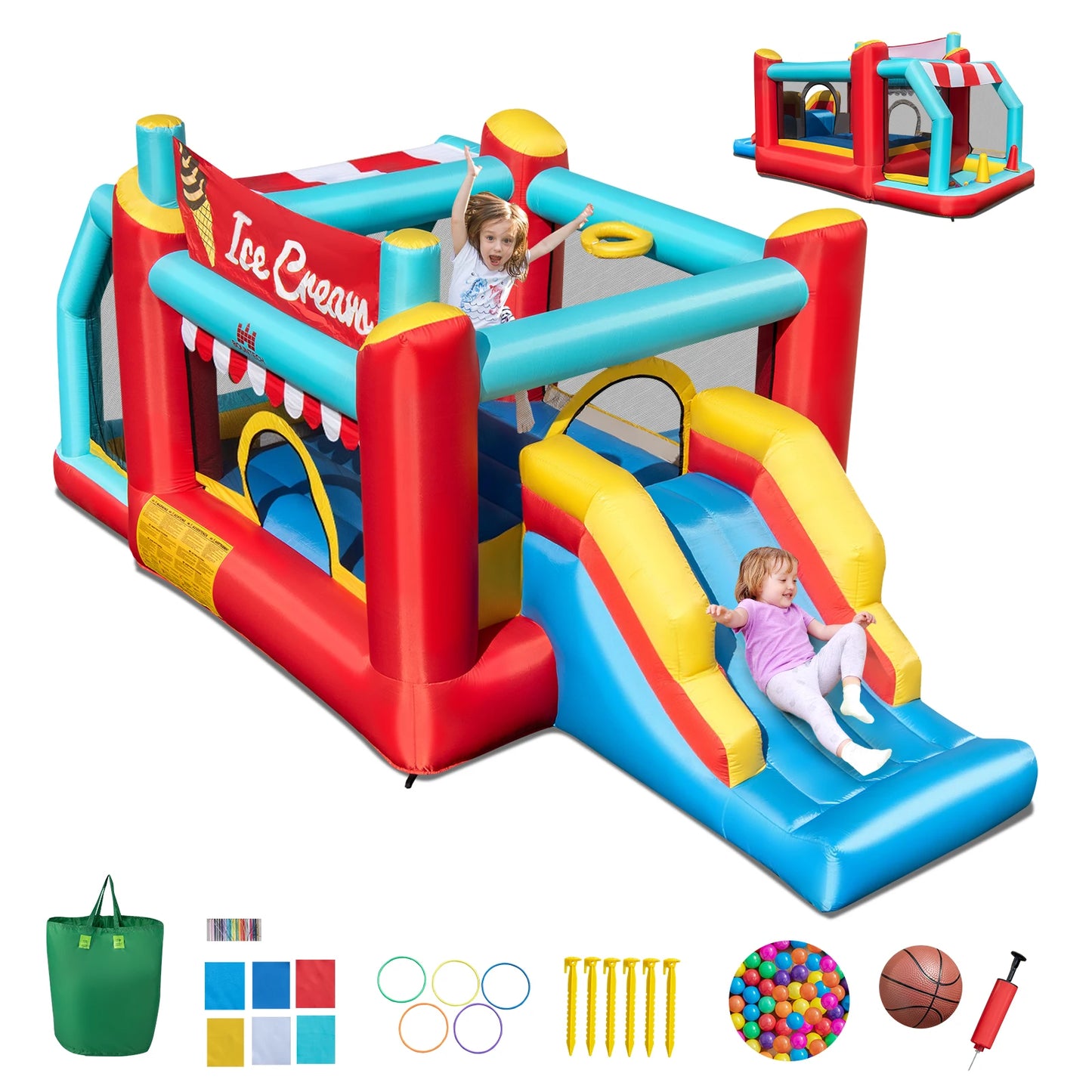 5-in-1 Inflatable Bounce House Blower Not Included