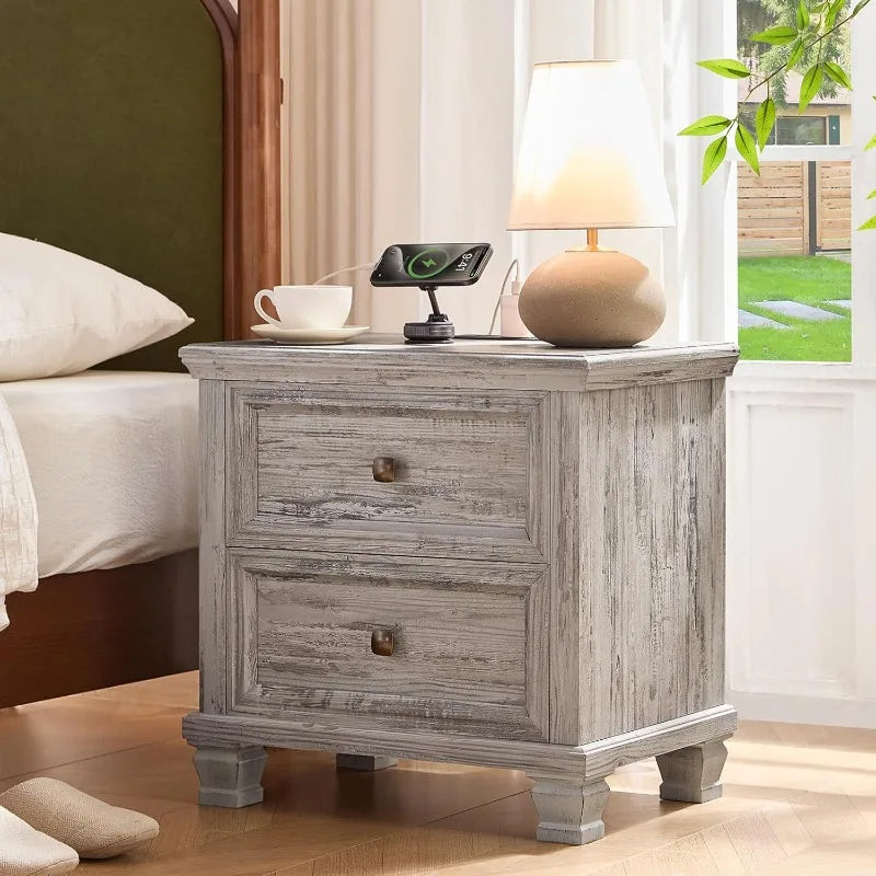 Rustic Vintage  End Table with Wood Legs