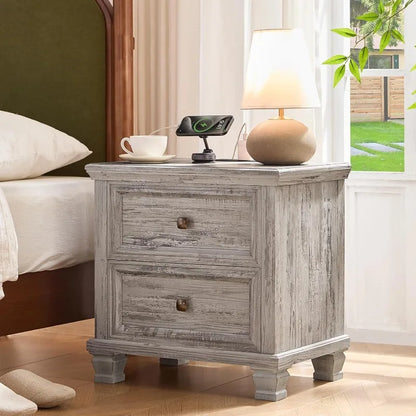 Rustic Vintage  End Table with Wood Legs